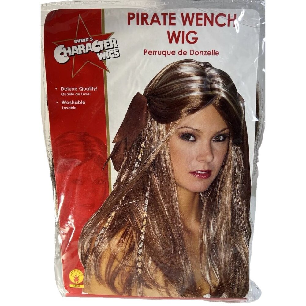 Pirate Wench Wig Womens Dark Blonde Brown Streaks Highlights Costume Halloween